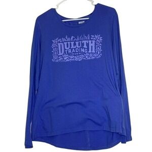 Duluth Trading Co. Graphic Gardening Foliage Long Sleeve Tee Casual‎ Top Blue XL